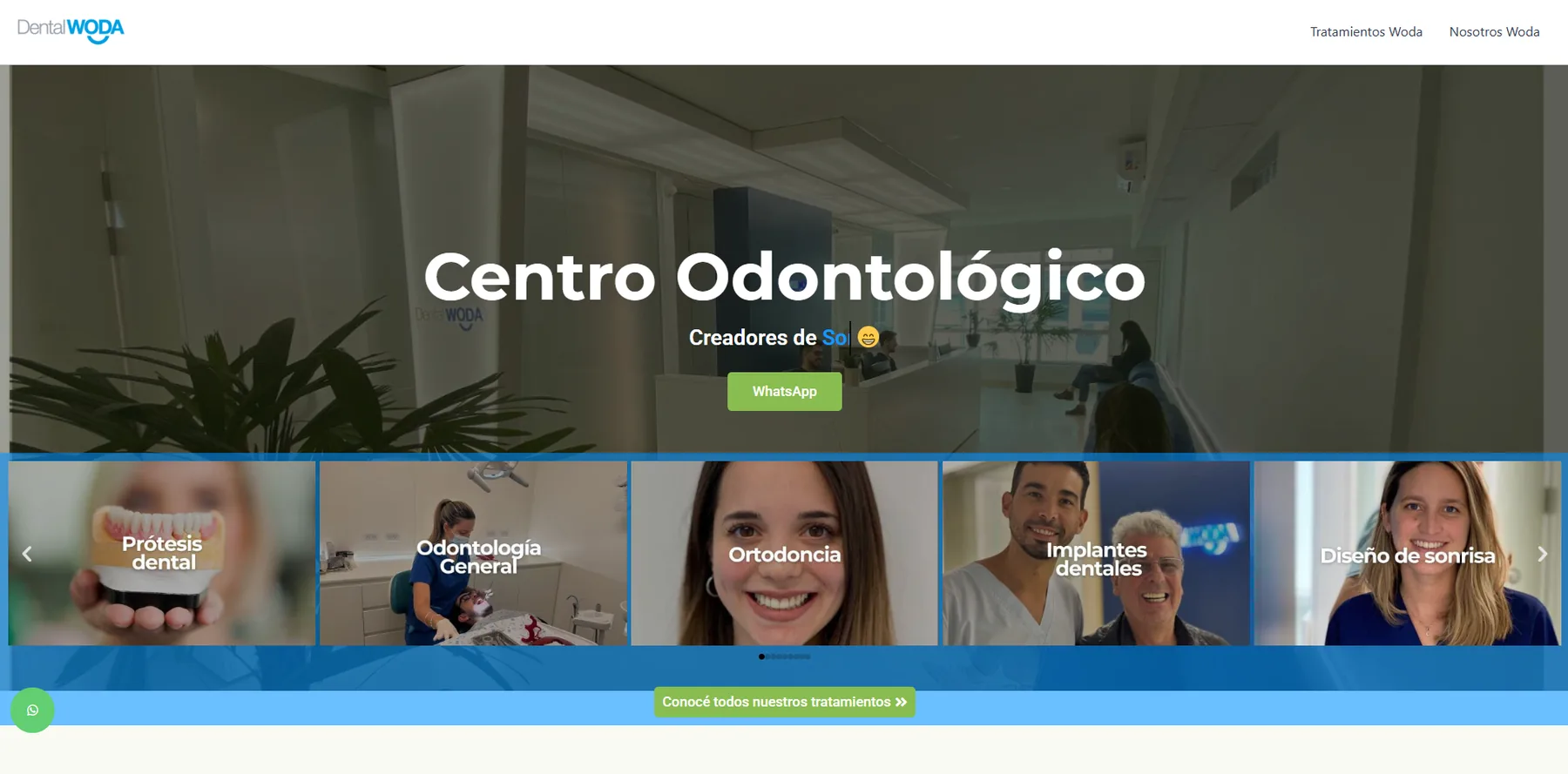 Preview principal de web odontológica Dental Woda